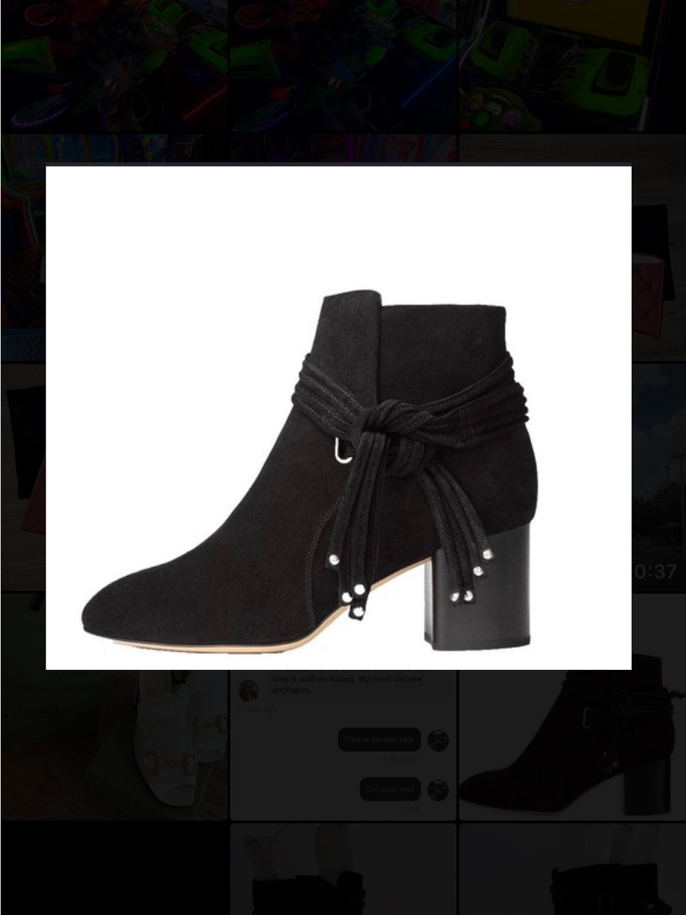 Rag and bone Women's Black Suede Ankle Boots with Tie Detail
